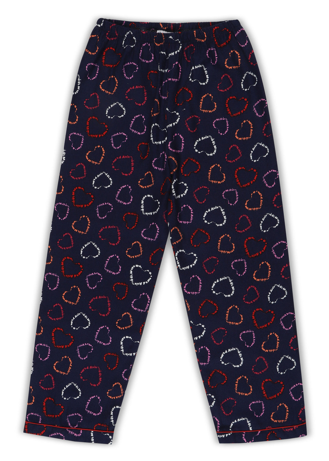 Hearts Print Cotton Flannel Long Sleeve Kid's Night Suit