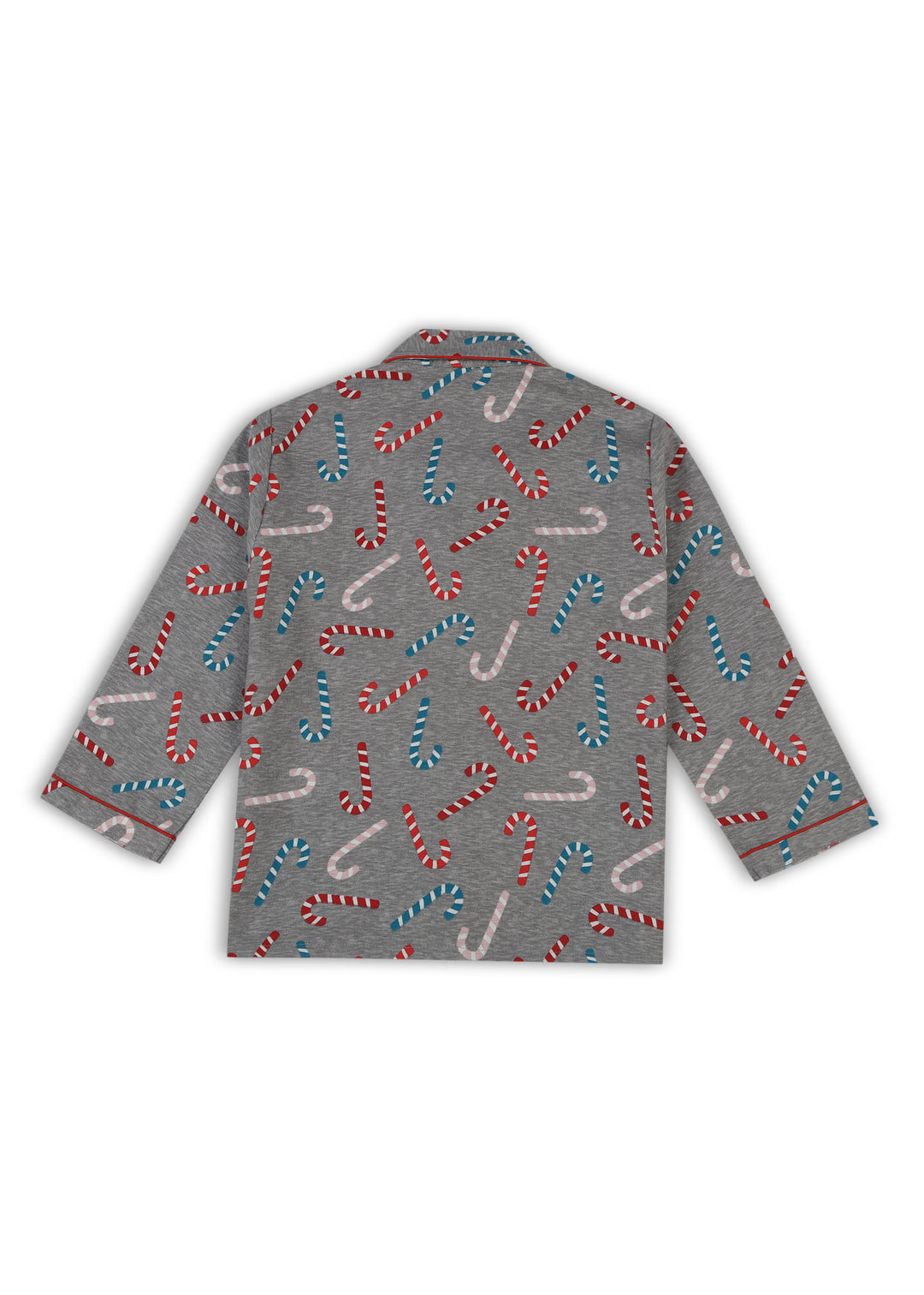 Bright Candy Canes Print Cotton Flannel Long Sleeve Kid's Night Suit