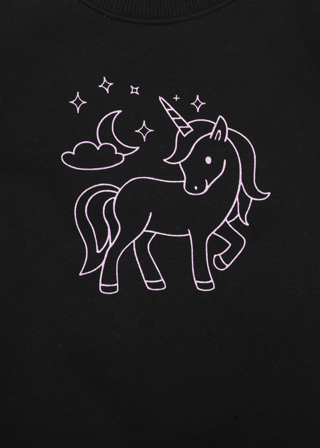 Unicorn Pink Glitter Print Warm Kids Fleece Sweatshirt