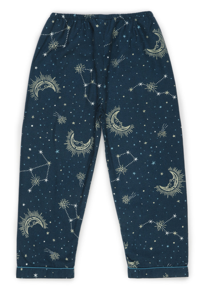 Constellation and Shine Print Cotton Flannel Long Sleeve Kid's Night Suit