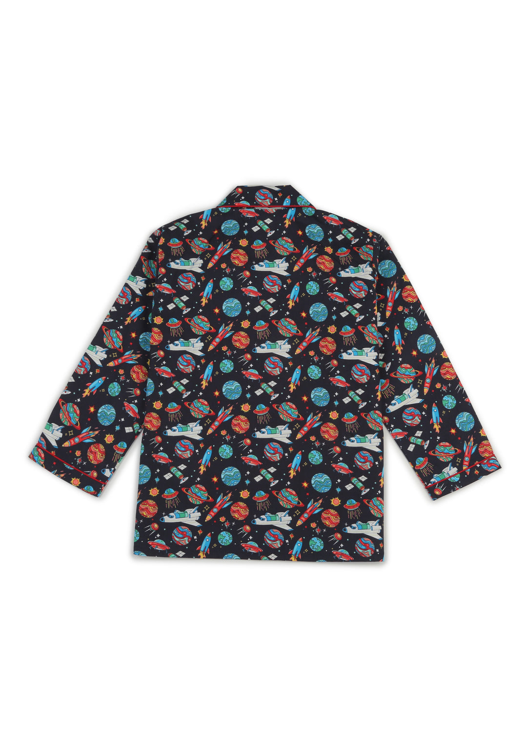 Space Rocket Print Long Sleeve Kids Night Suit