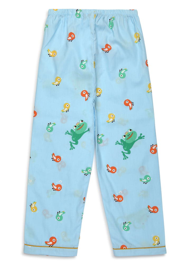 Cute Frog Print Long Sleeve Kids Night Suit