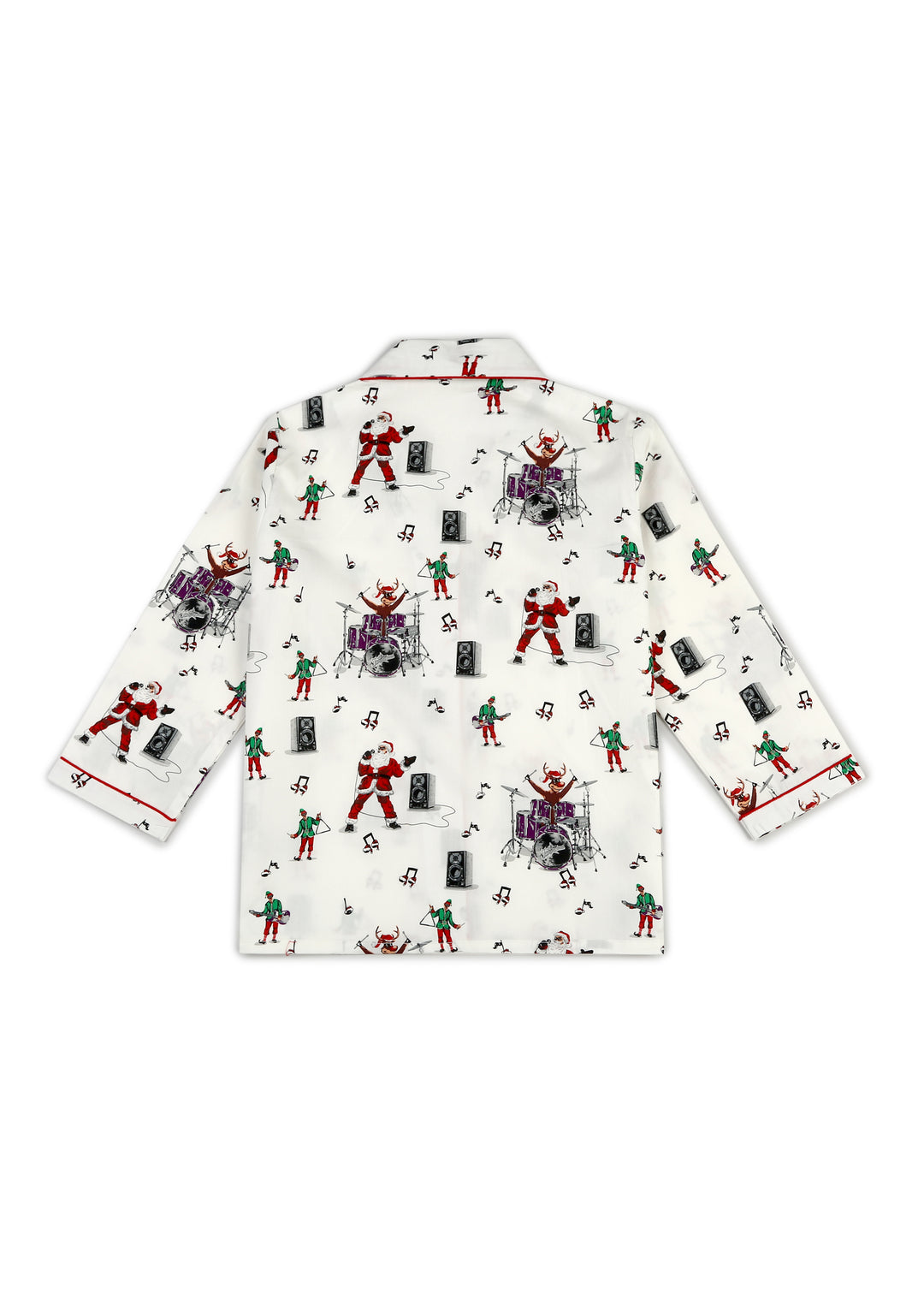 Santa Jingle Bells Print Long Sleeve Kids Night Suit