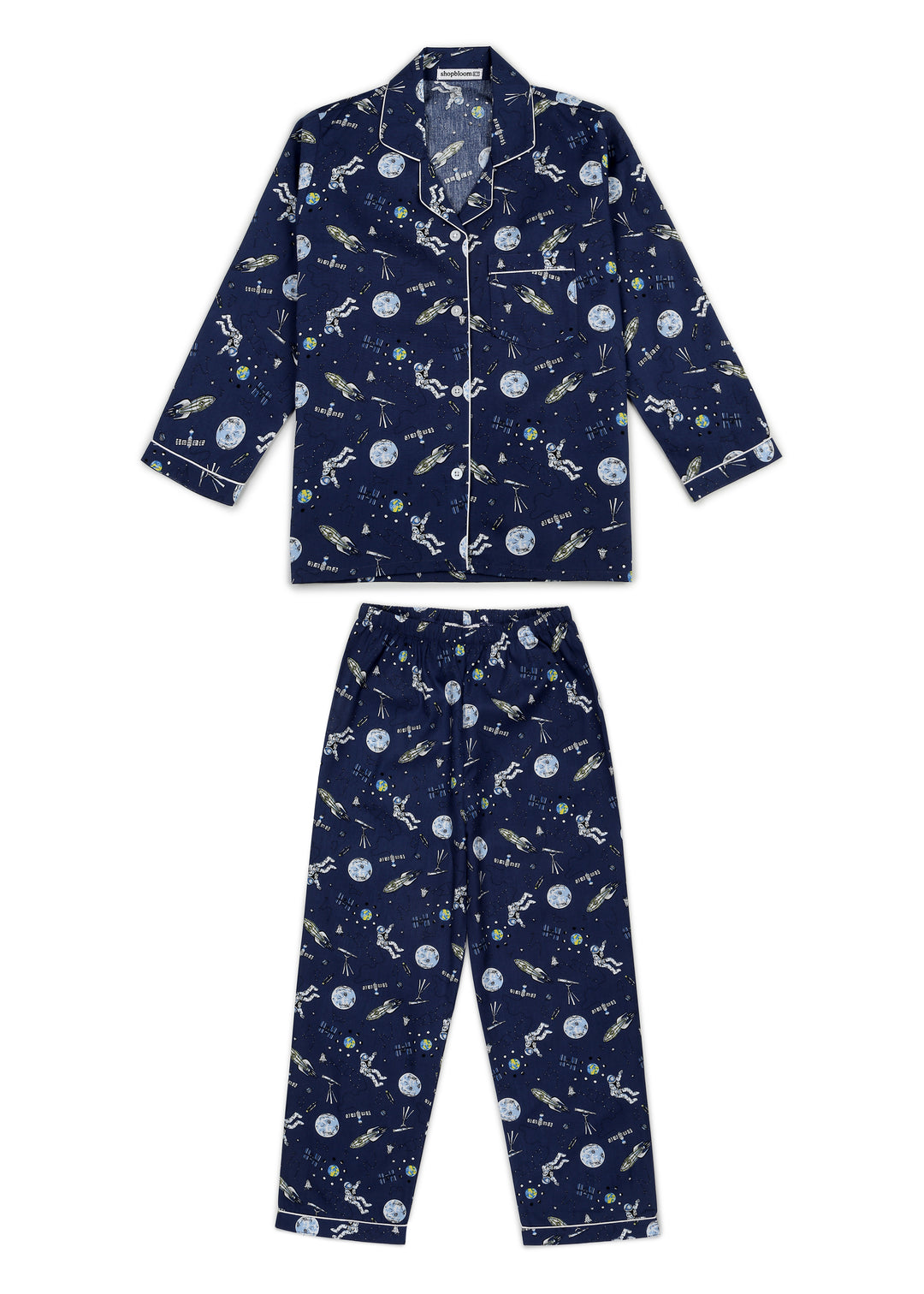 Space Print Long Sleeve Kids Night Suit