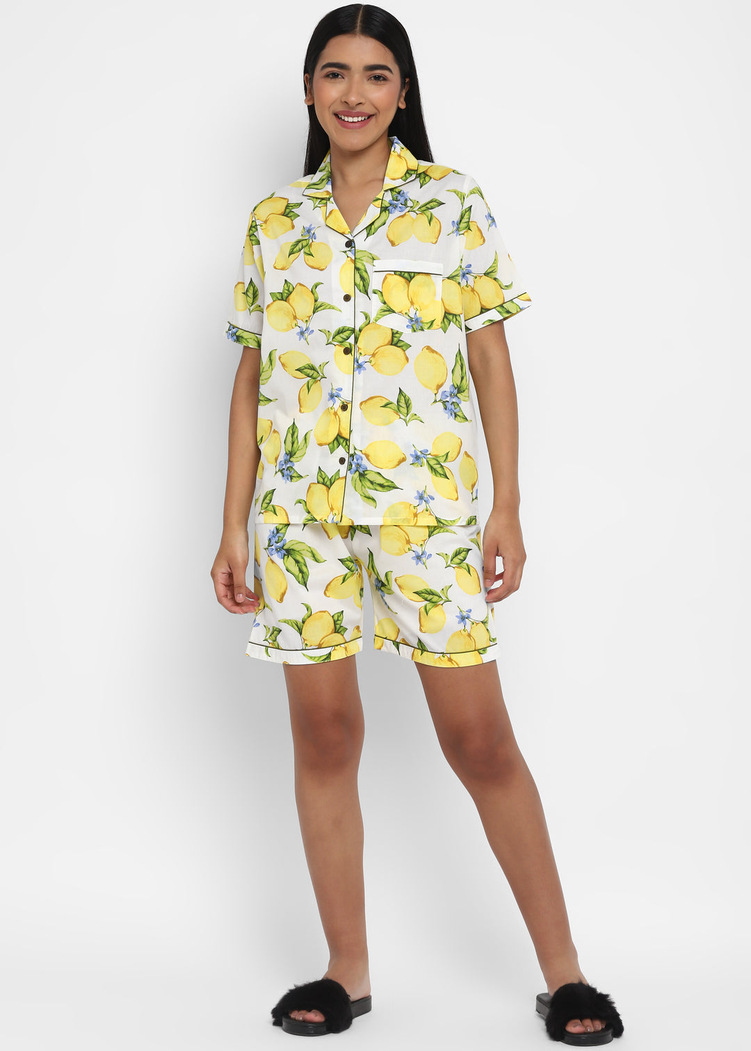 Lemon Squeezy Print Short Sleeve Women's Boxer Set - Shopbloom