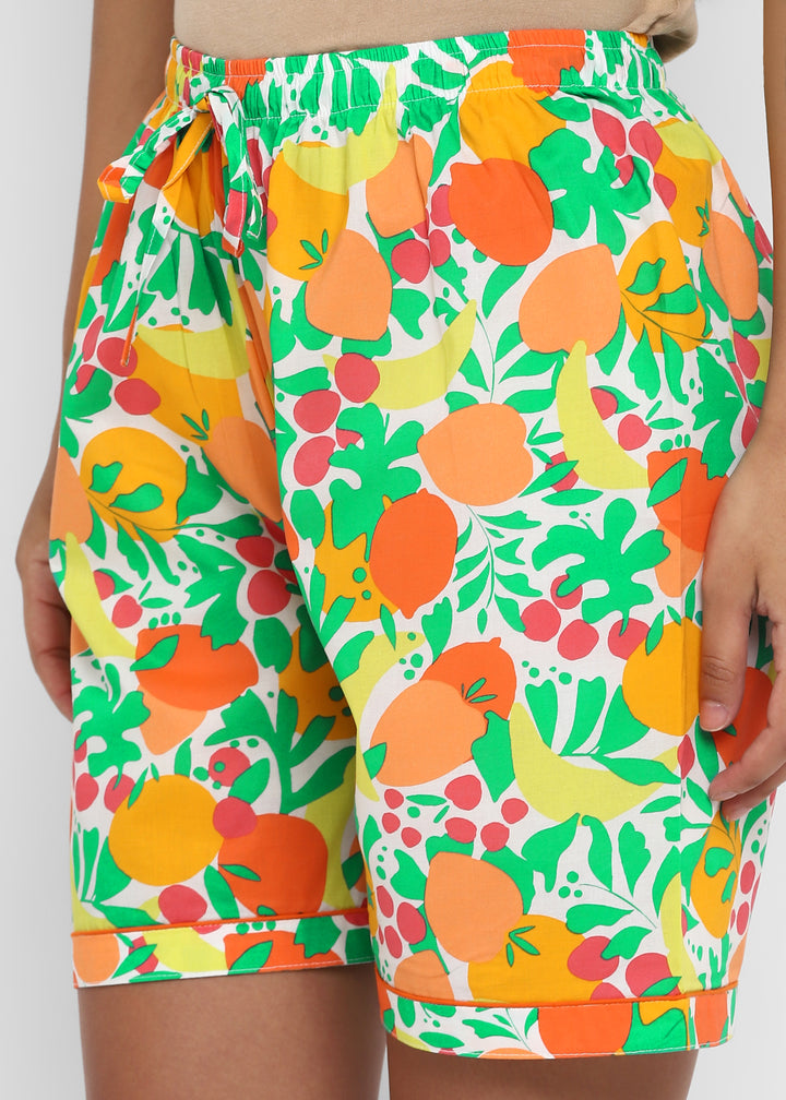 Fruity Orange Print Short Sleeve Women's Boxer Set - Shopbloom