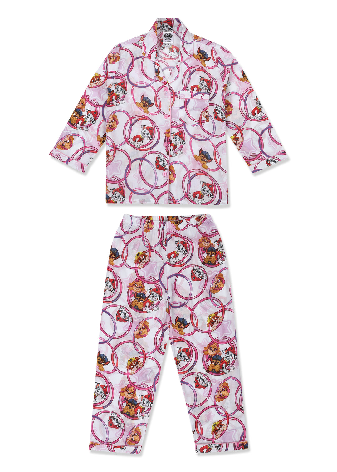 Paw Patrol Cirlces Print Long Sleeve Kids Night Suit - Shopbloom