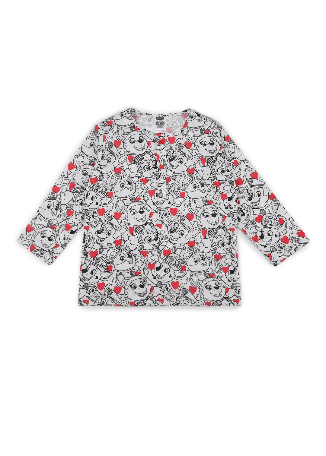 Paw Patrol Line Art Print Round Neck Long Sleeve Kids Night Suit - Shopbloom