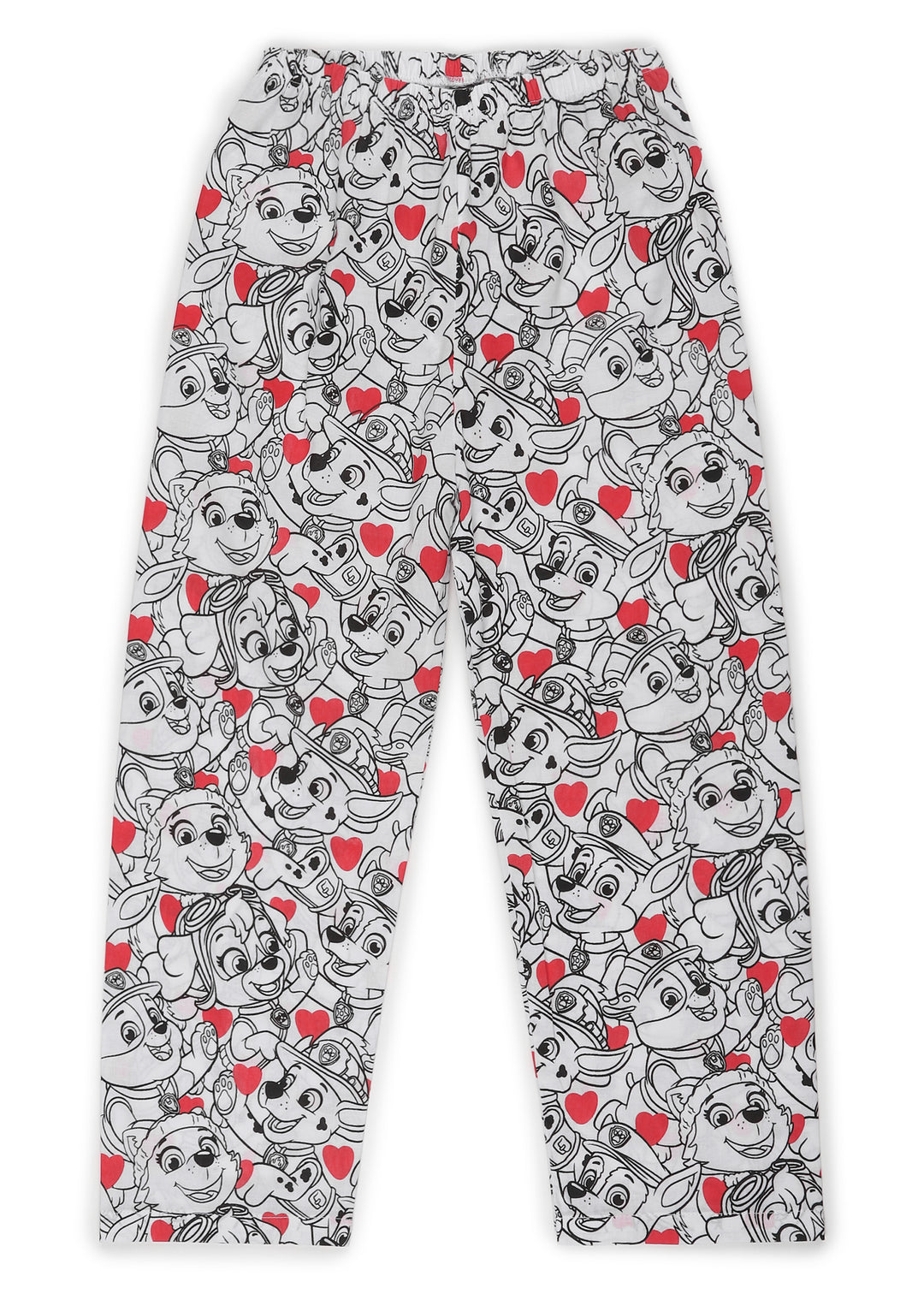 Paw Patrol Line Art Print Round Neck Long Sleeve Kids Night Suit - Shopbloom