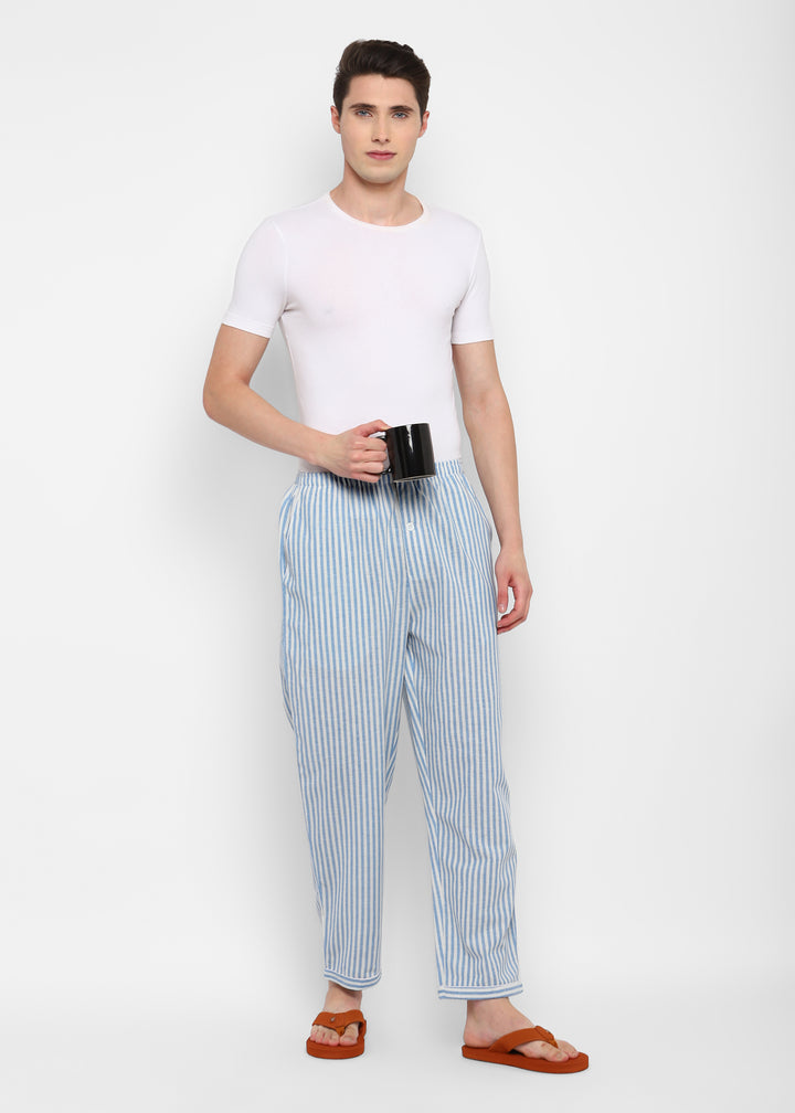 Bold Blue Stripes Cotton Men's Pyjama Bottoms