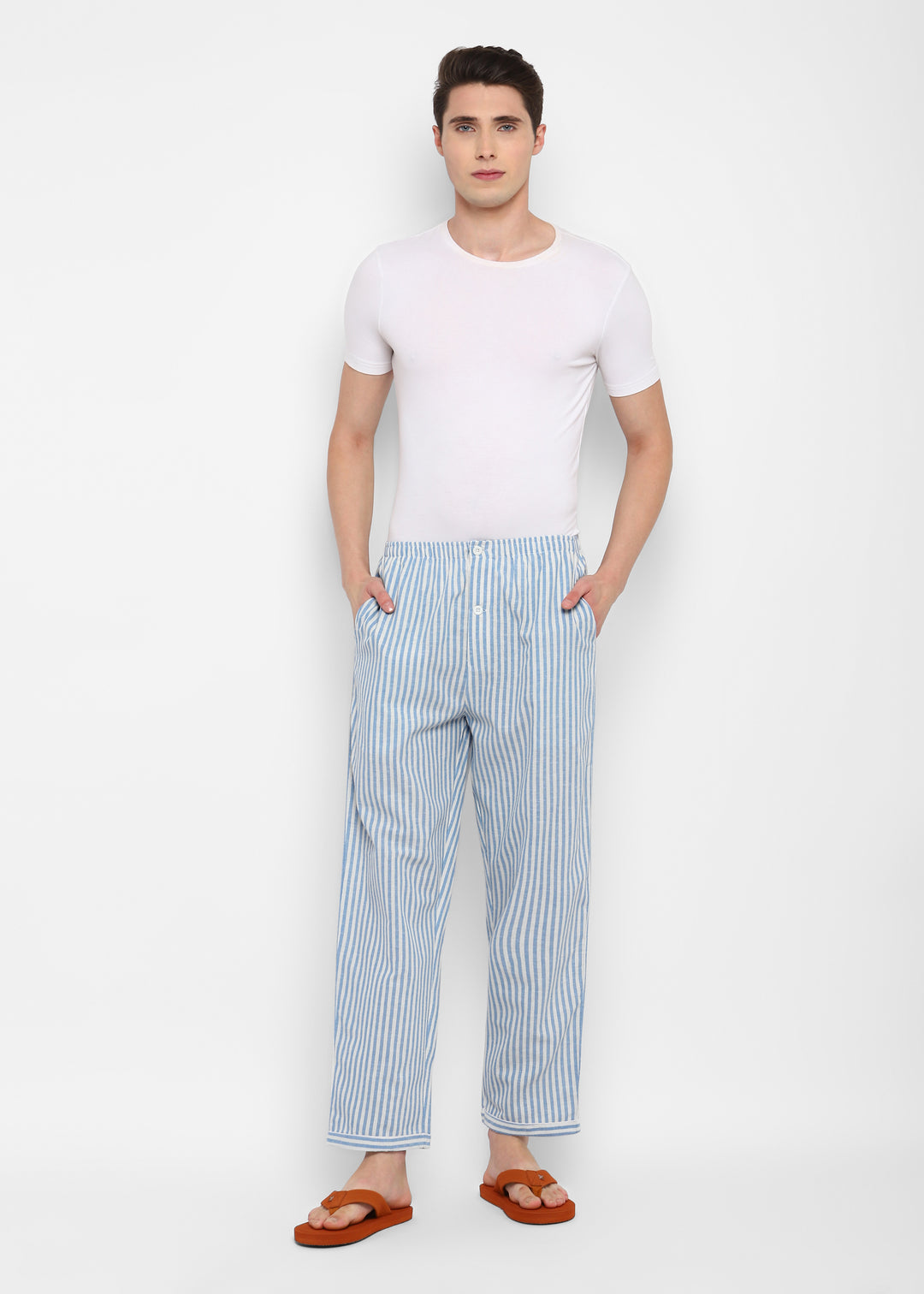 Bold Blue Stripes Cotton Men's Pyjama Bottoms