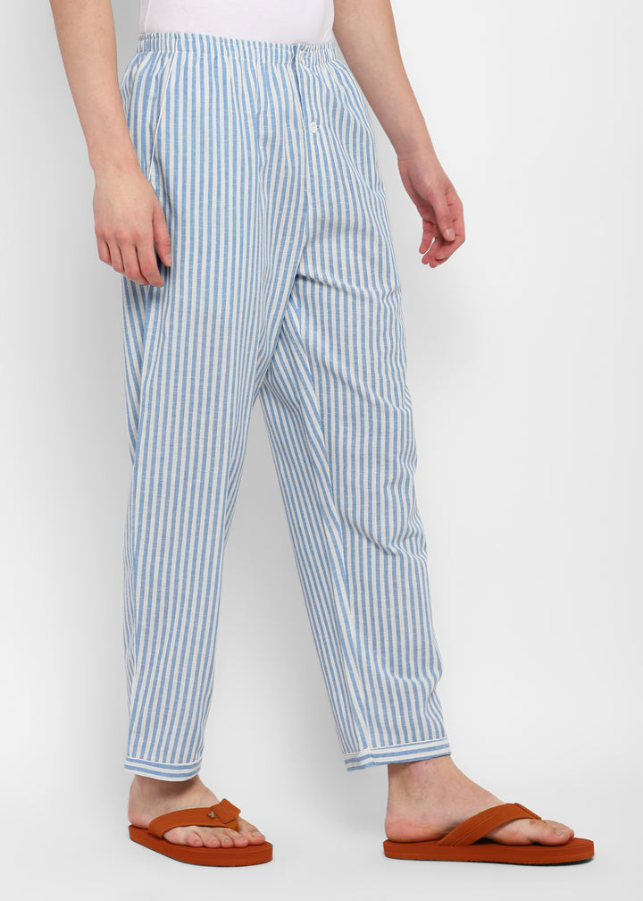 Bold Blue Stripes Cotton Men's Pyjama Bottoms