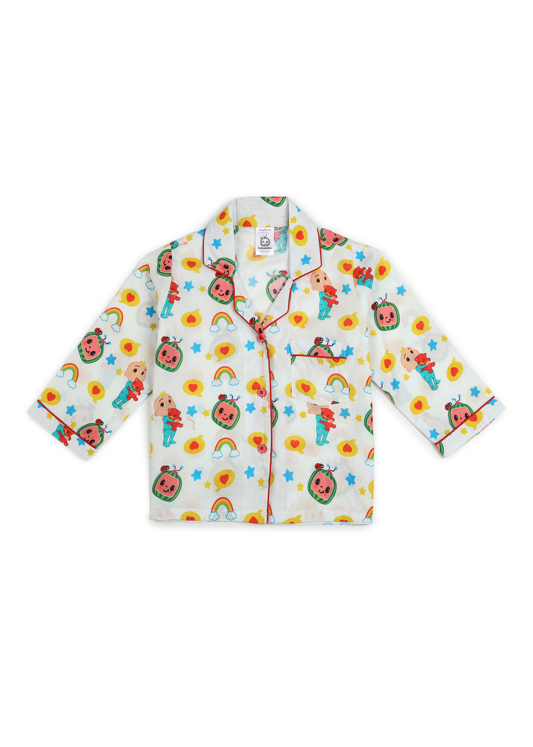 White Rainbow Print Long Sleeve Kids Night Suit