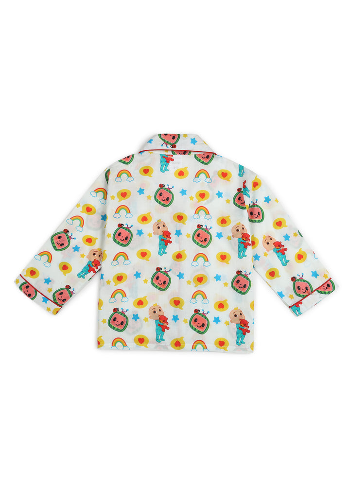 White Rainbow Print Long Sleeve Kids Night Suit