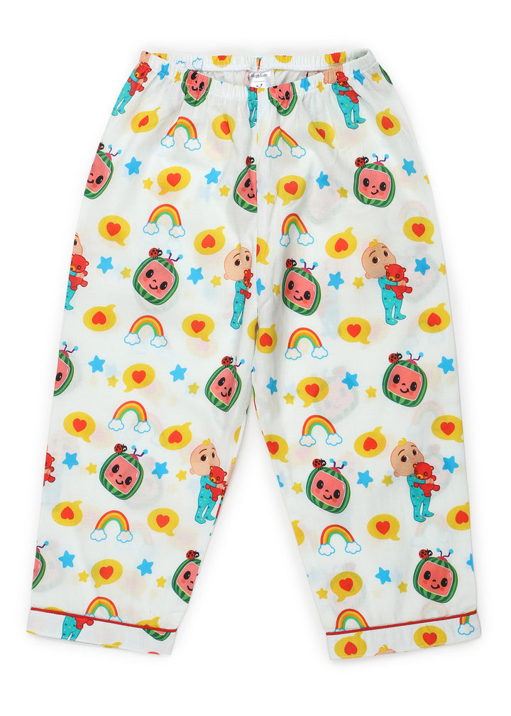 White Rainbow Print Long Sleeve Kids Night Suit