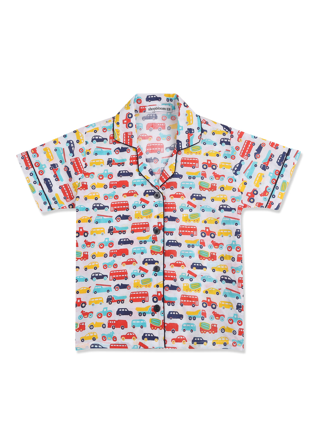 Colorful Vehicles Print Short Sleeve Kid's Night Suit