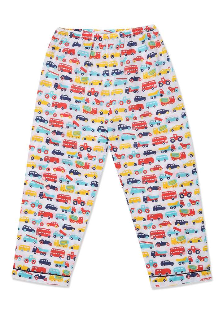 Colorful Vehicles Print Short Sleeve Kid's Night Suit