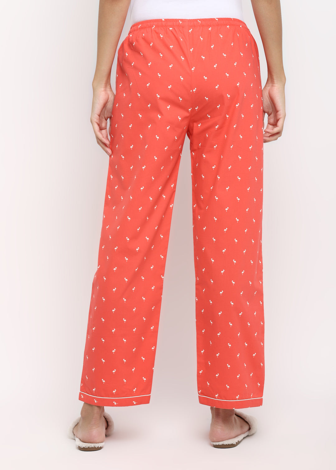 Bright Peach Flamingo Women's Pyjama Bottoms - Shopbloom