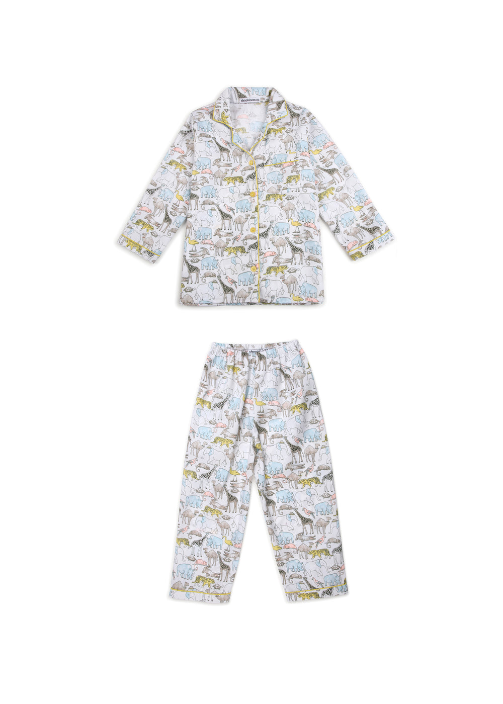 Zoo Print Long Sleeve Kids Night Suit - Shopbloom