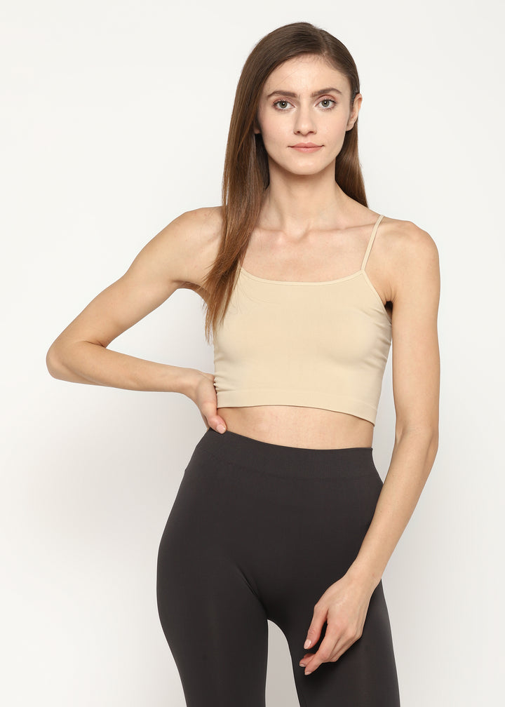 Seamless Beige Women's Bra Top - Shopbloom