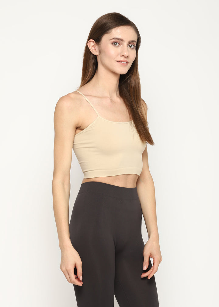 Seamless Beige Women's Bra Top - Shopbloom