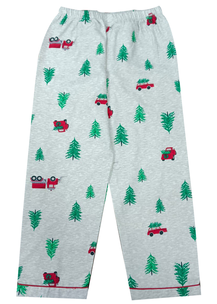 Car and Tree Print Cotton Flannel Long Sleeve Kid's Night Suit - Shopbloom