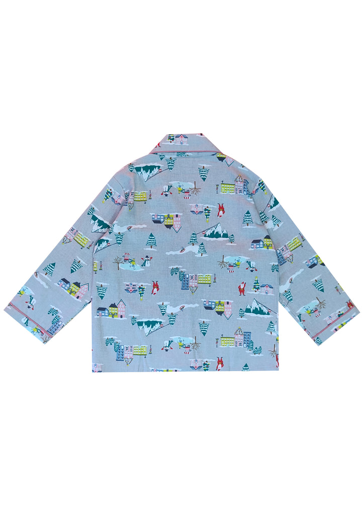 Santa City Print Cotton Flannel Long Sleeve Kid's Night Suit - Shopbloom