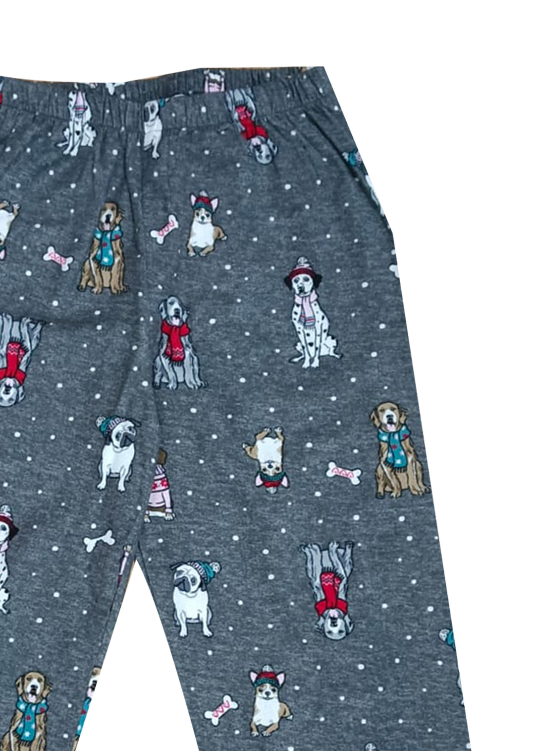 Mixed Dogs Print Cotton Flannel Long Sleeve Kid's Night Suit - Shopbloom