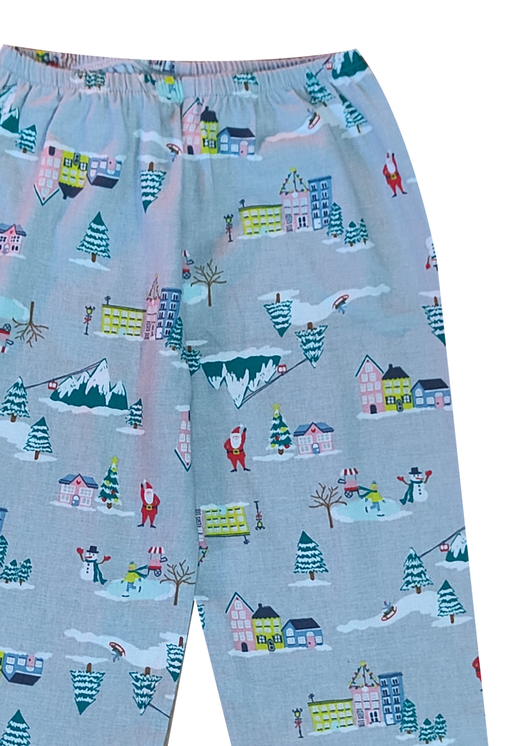 Santa City Print Cotton Flannel Long Sleeve Kid's Night Suit - Shopbloom