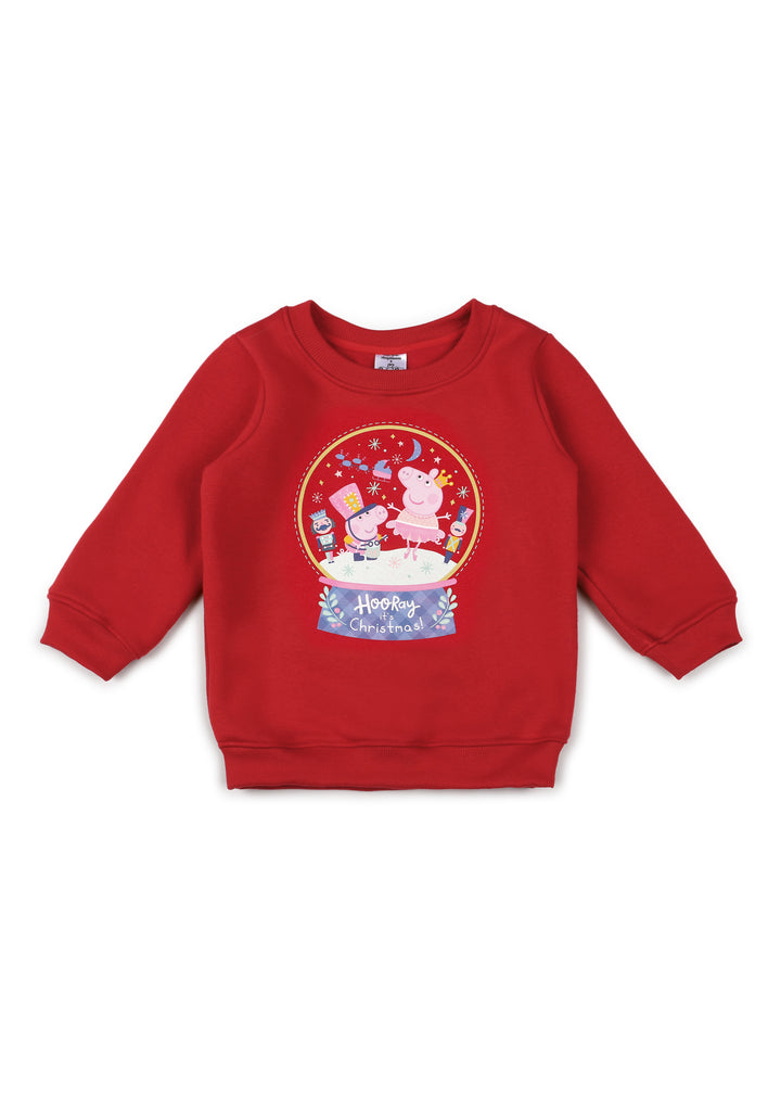 Peppa Hooray Christmas Print Cotton Fleece Kids Sweatshirt Set - Shopbloom