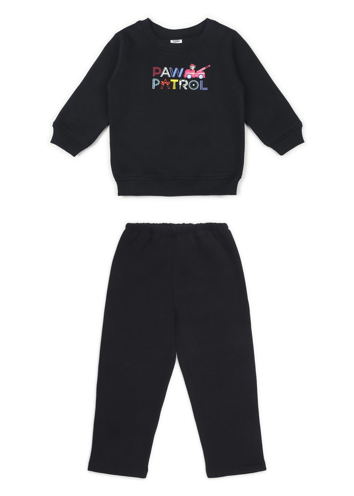 Paw Patrol Logo Black Print Cotton Fleece Kids Sweatshirt Set - Shopbloom