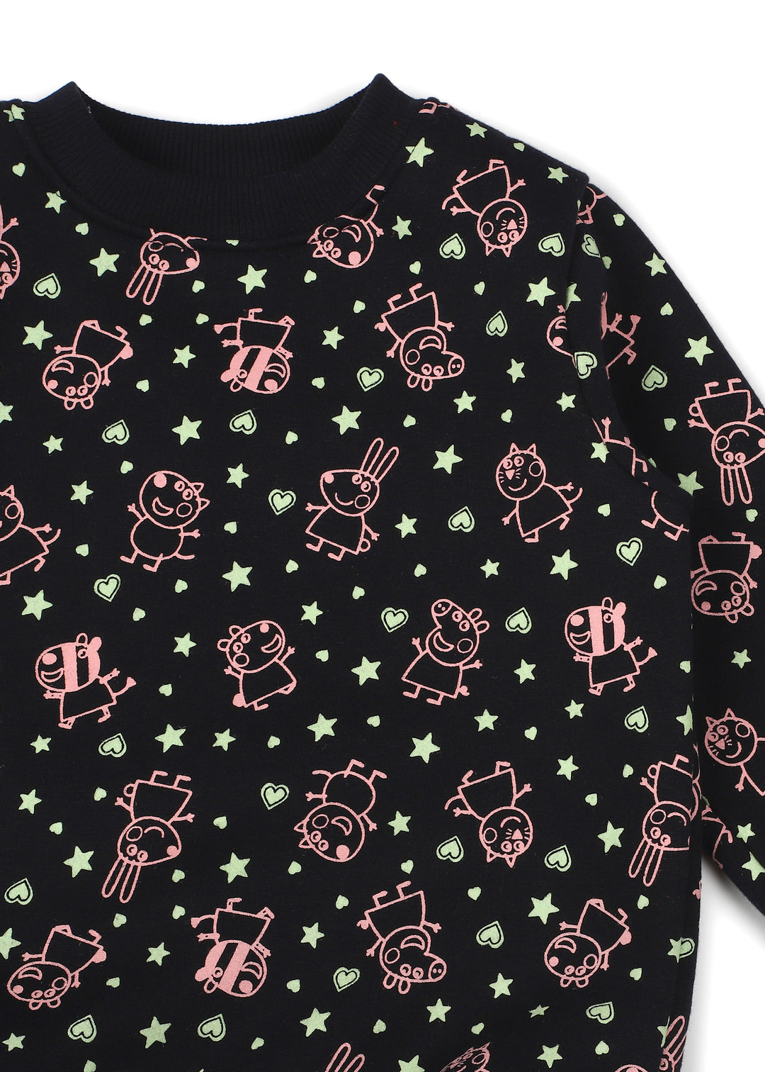 Peppa Glow In The Dark Cotton Fleece Kids Sweatshirt Set - Shopbloom