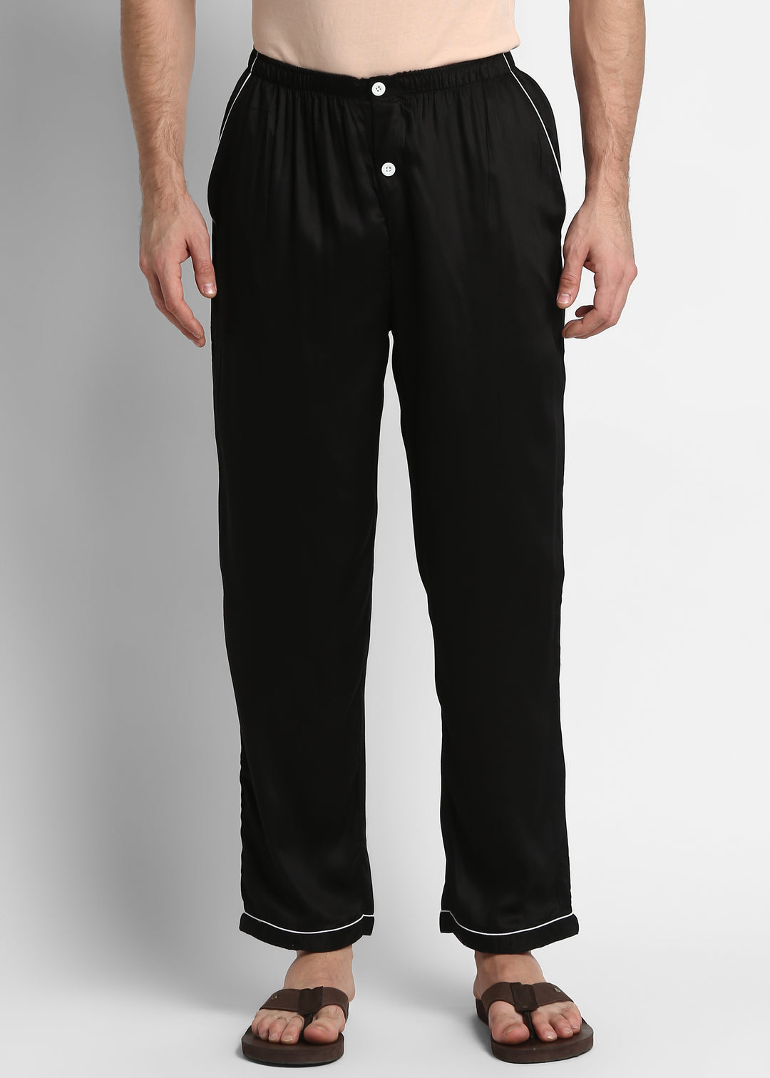 Ultra Soft Black Modal Satin Men's Pyjama Bottoms - Shopbloom