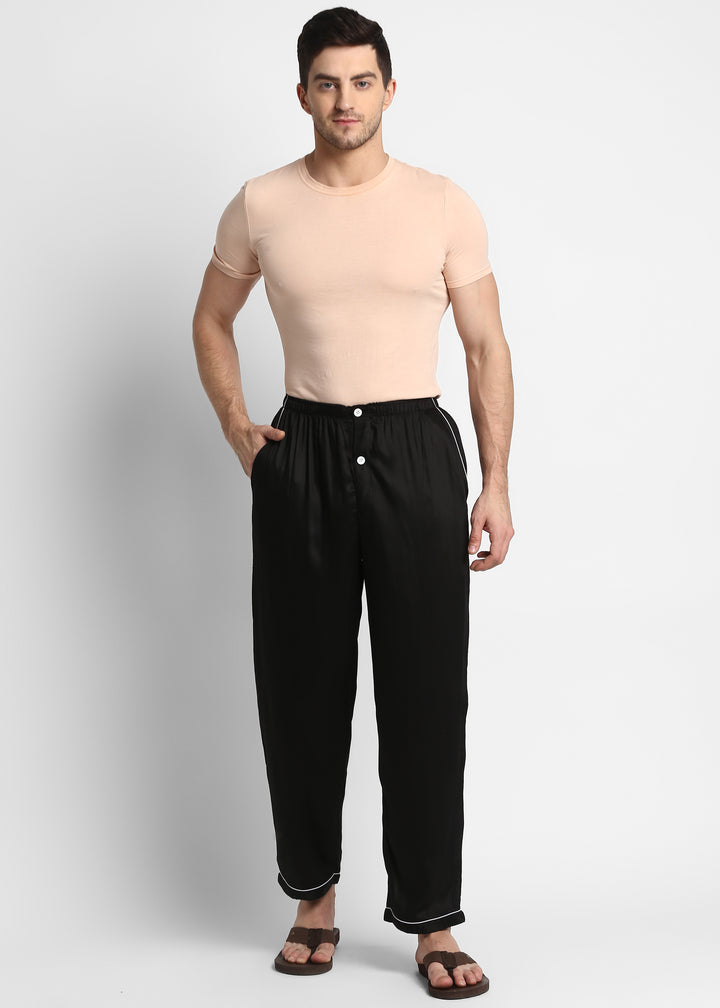 Ultra Soft Black Modal Satin Men's Pyjama Bottoms - Shopbloom