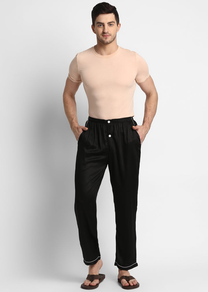 Ultra Soft Black Modal Satin Men's Pyjama Bottoms - Shopbloom