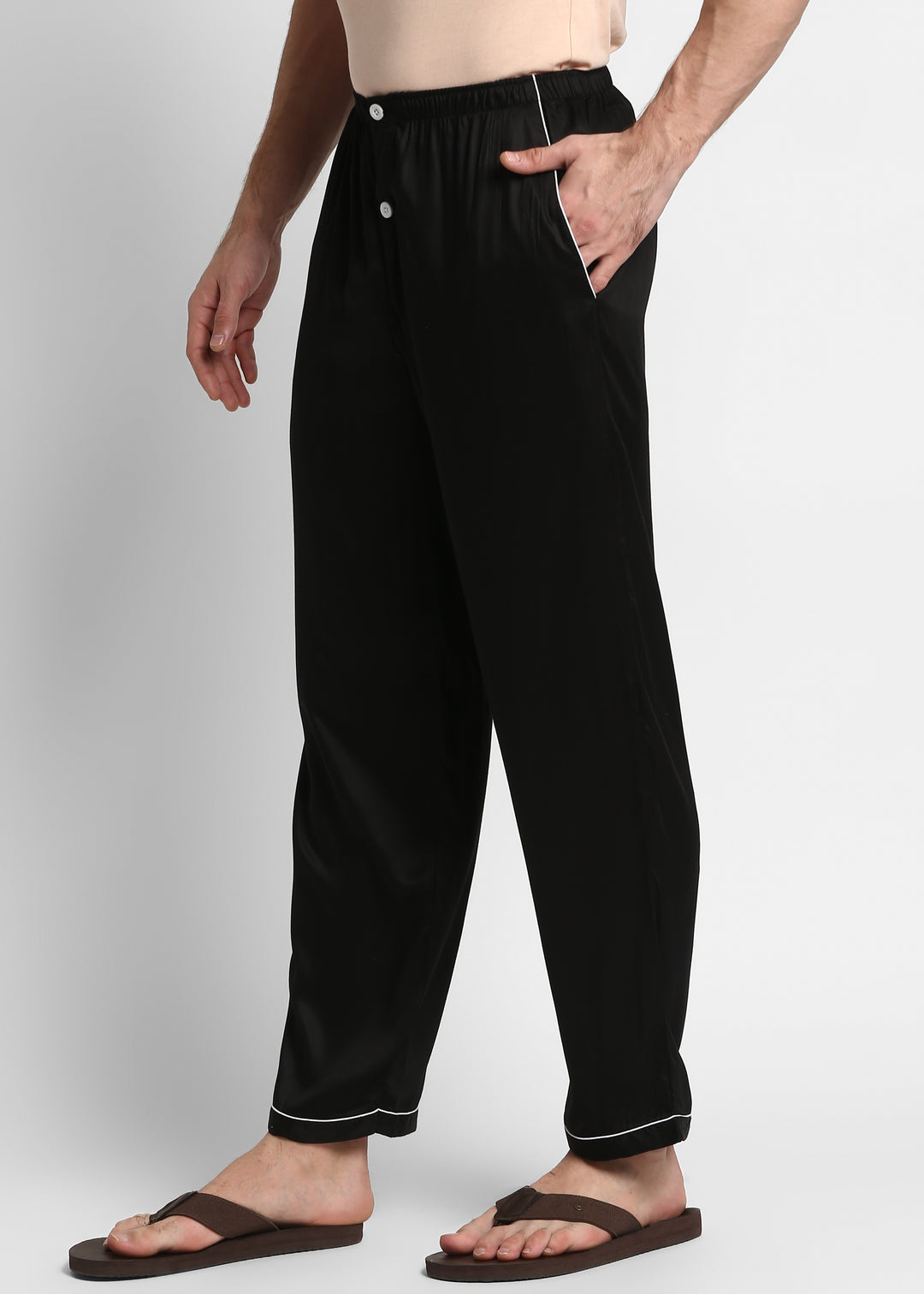 Ultra Soft Black Modal Satin Men's Pyjama Bottoms - Shopbloom