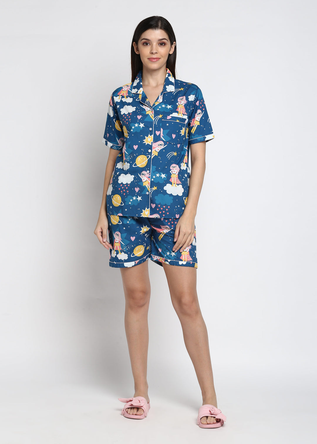 Wonder Girl Print Shirt & Shorts Women's Set - Shopbloom