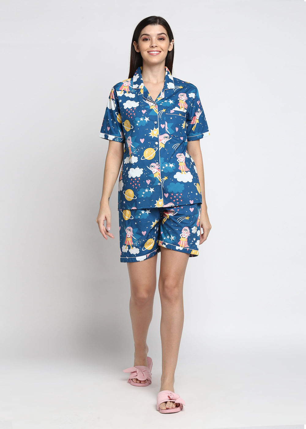 Wonder Girl Print Shirt & Shorts Women's Set - Shopbloom