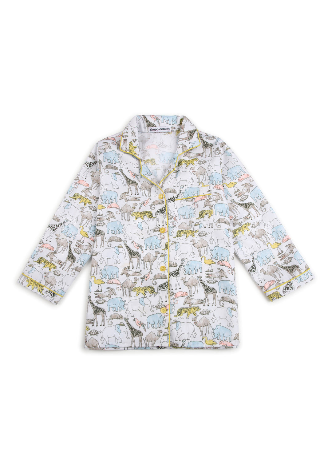 Zoo Print Long Sleeve Kids Night Suit - Shopbloom