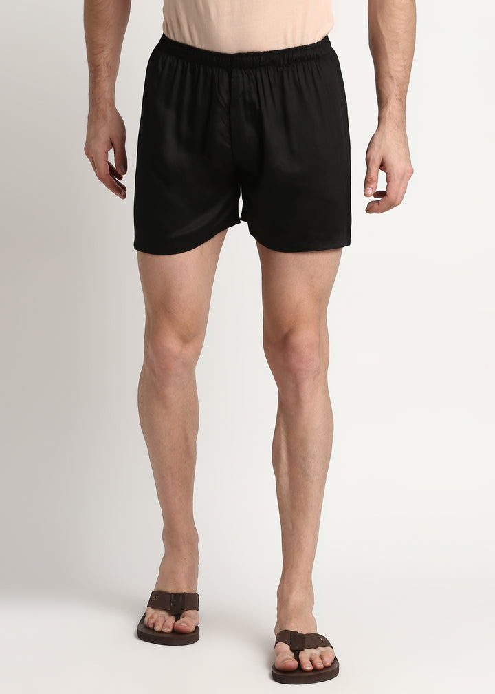 Ultra Soft Black Modal Satin Men's Boxer - Shopbloom