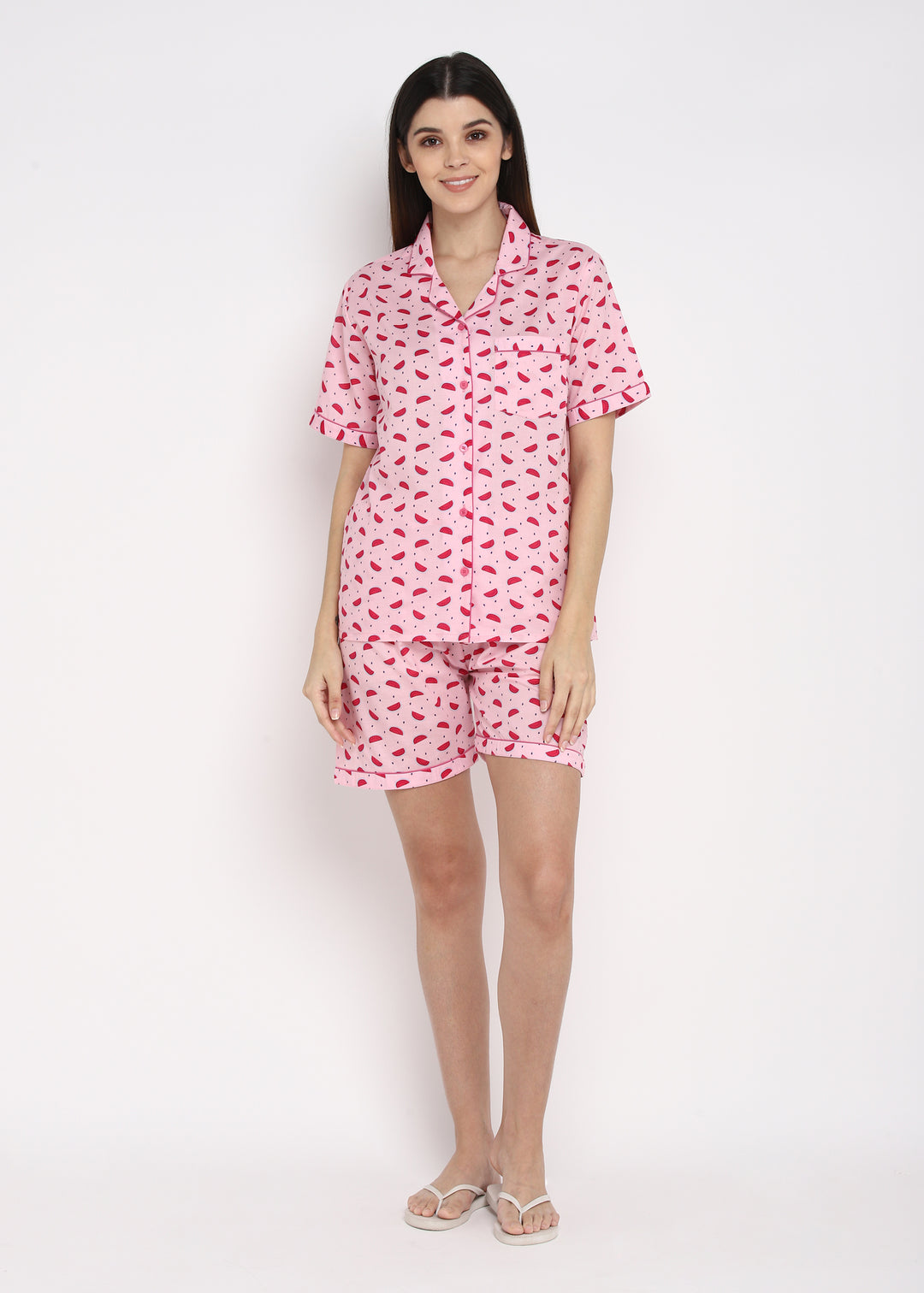 Pink Watermelon Print Shirt and Shorts Women's Set - Shopbloom