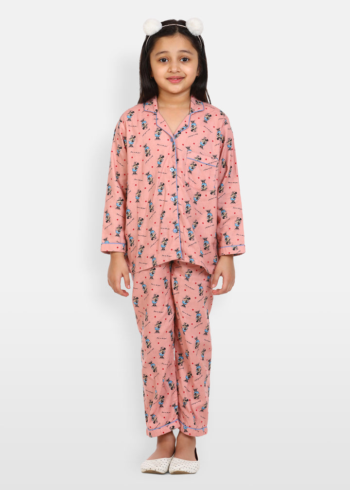 Mouse Print Flannel Cotton Long Sleeve Kids Night Suit - Shopbloom