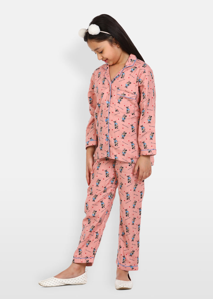 Mouse Print Flannel Cotton Long Sleeve Kids Night Suit - Shopbloom