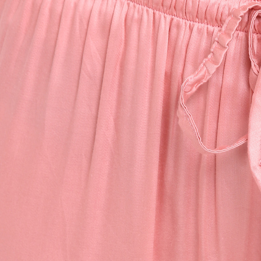 Ultra Soft Modal Satin Pink Long Sleeve Women's Night Suit - Shopbloom