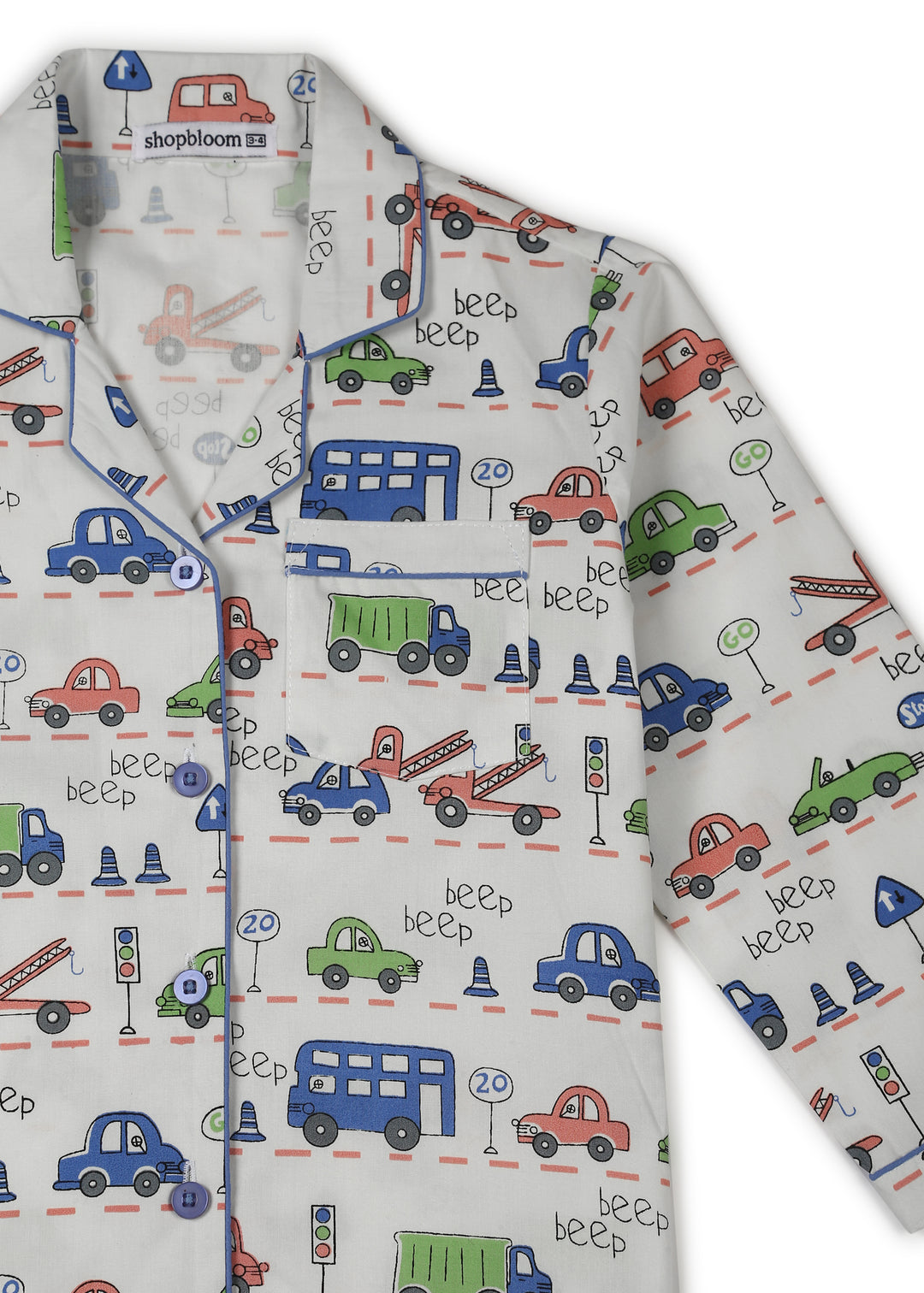 Beep Beep Long Sleeve Kids Night Suit - Shopbloom