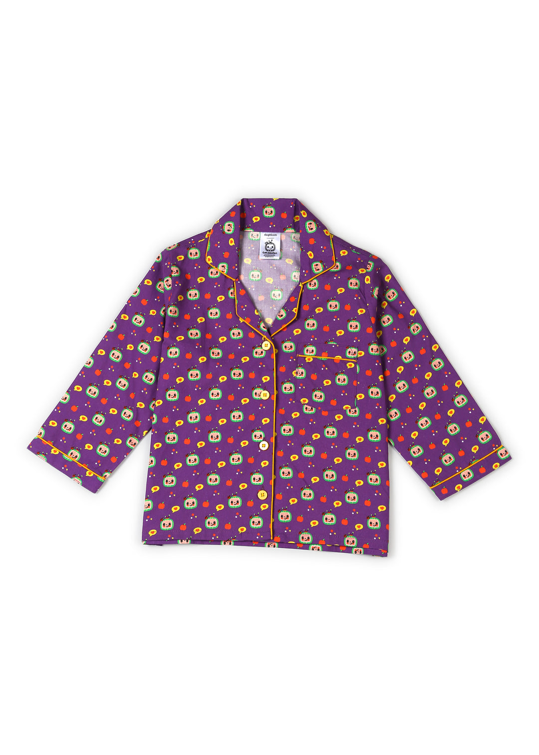 Purple CoComelon Print Long Sleeve Kids Night Suit - Shopbloom