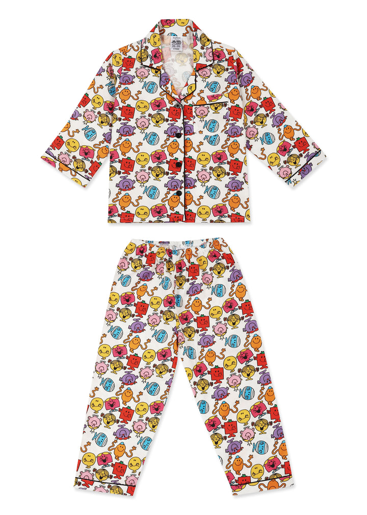 Mr. Men Little Miss Print Long Sleeve Kids Night Suit - Shopbloom