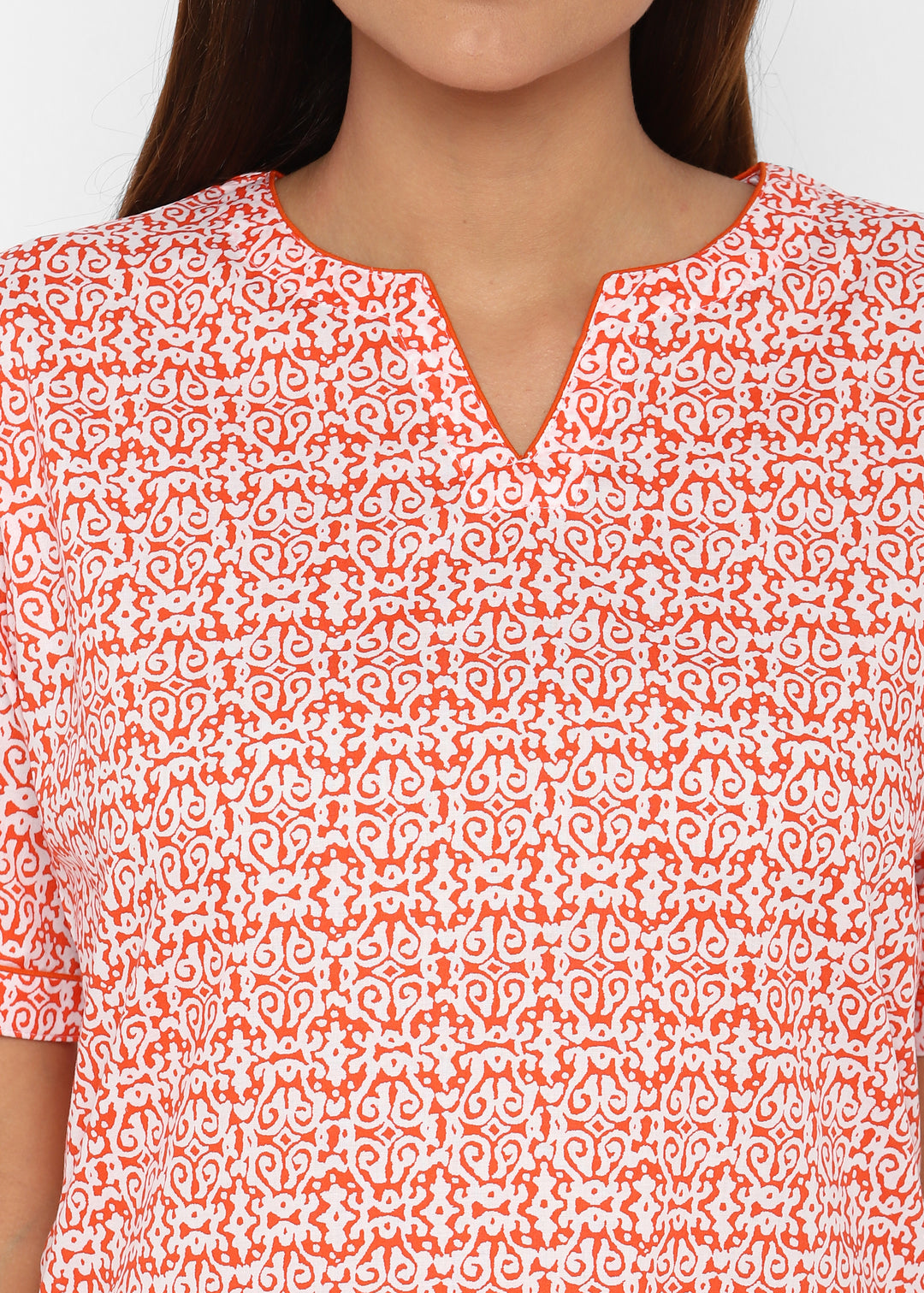 Orange Abstract Print Short Sleeve Women's Boxer Set - Shopbloom