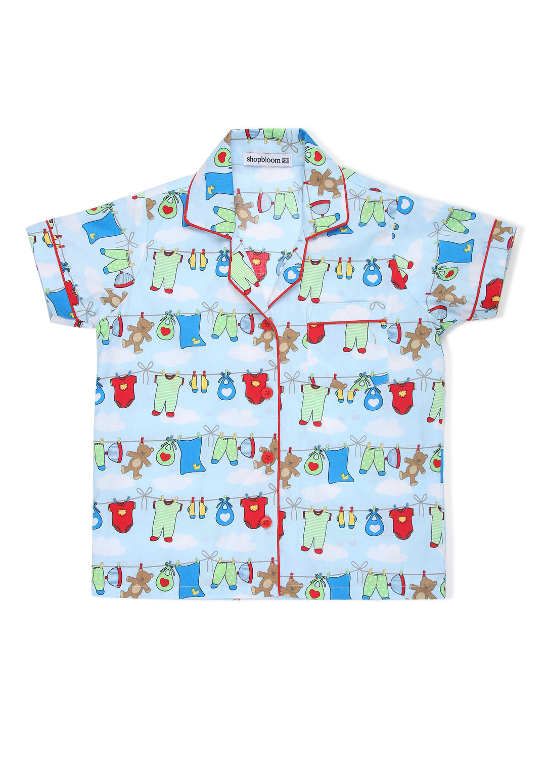 Cute Print Short Sleeve Kids Night Suit - Shopbloom