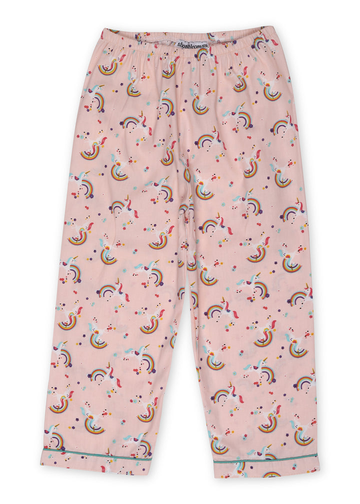 Unicorn and Rainbow Print Long Sleeve Kid's Night Suit - Shopbloom